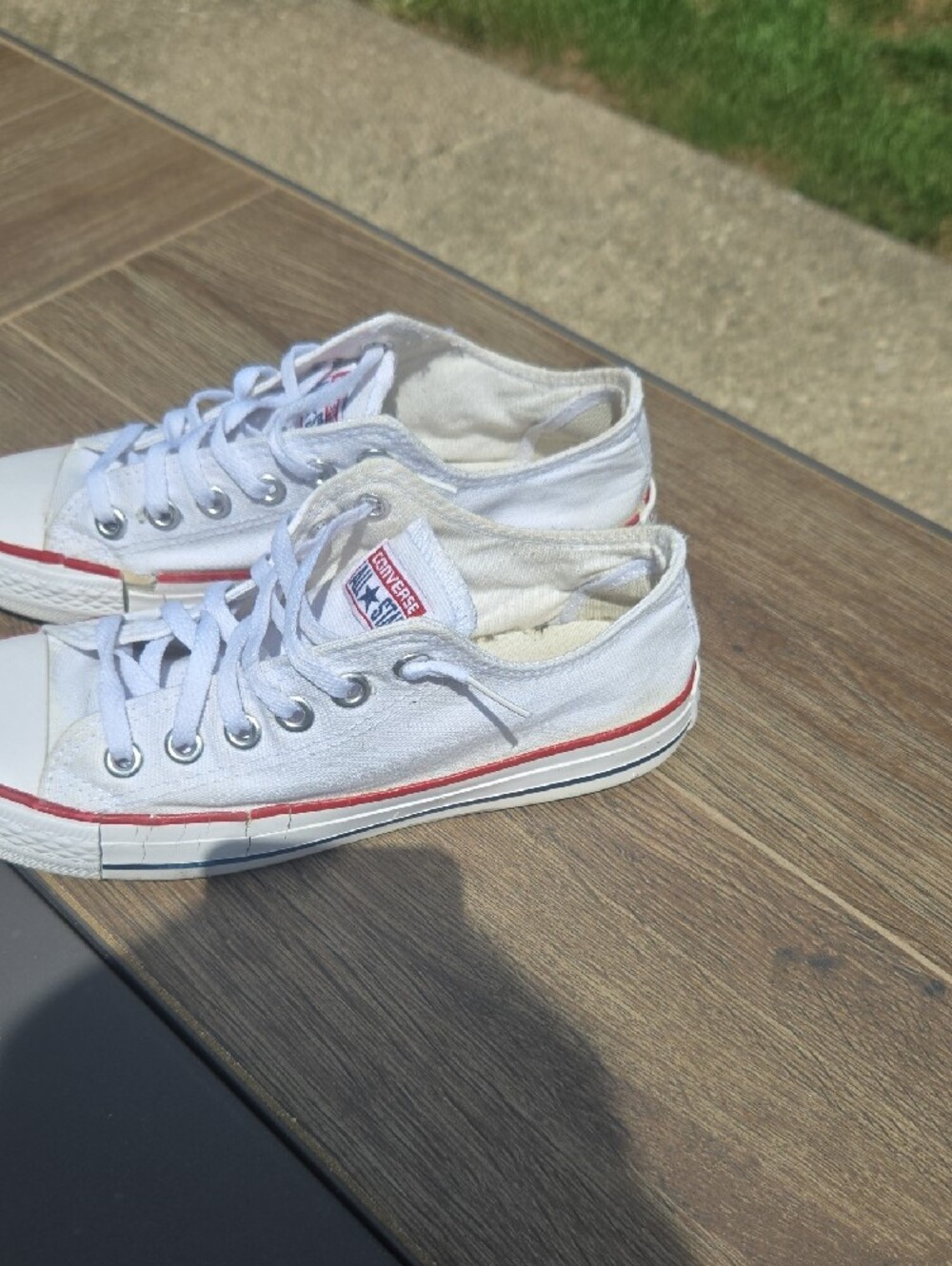 Converse White Low-Top Sneakers with Red Stripe - Women - Picture 3 of 4